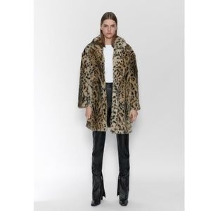 Faux  Leopard Print Coat Zara